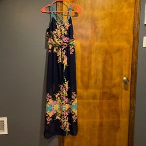 Navy Blue Floral Maxi Dress